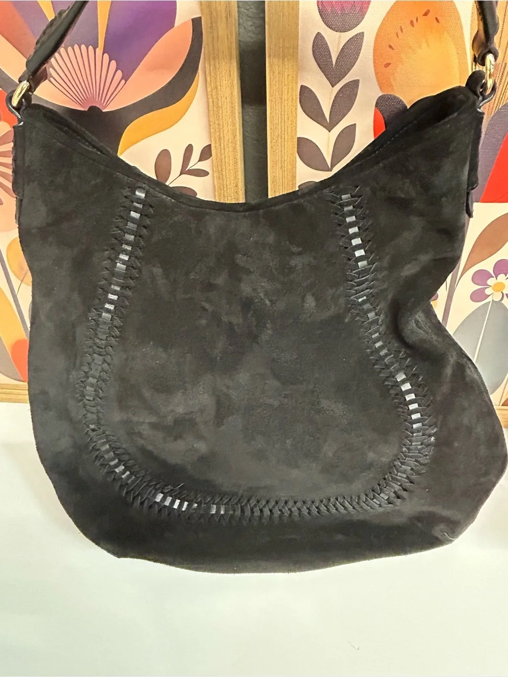 NWOT Ralph Lauren Indian Cove black suede hobo